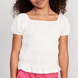 Old Navy Cream Smocked Blouse